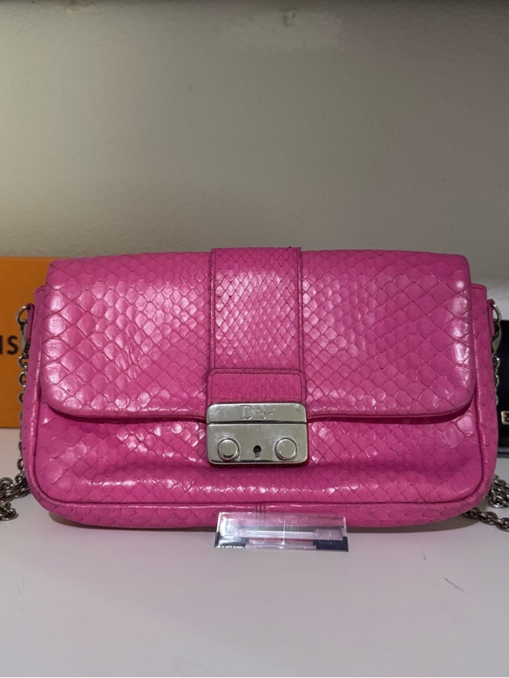 Dior Fuchsia Quilted Leather Chain Crossbody